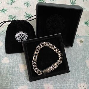 Chrome Hearts Sterling Silver Cross Heart Cuban
Chain Bracelet